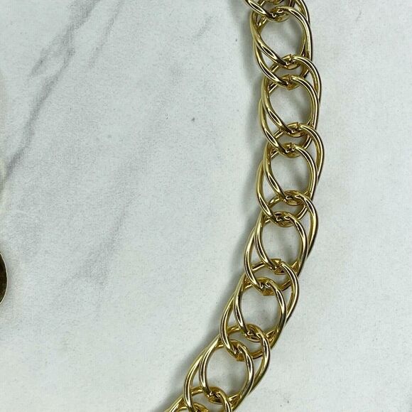 Gold Tone Abstract Heart Chain Link Belt - Size XS/S - 32.5" Adjustable Metal - Picture 4 of 11